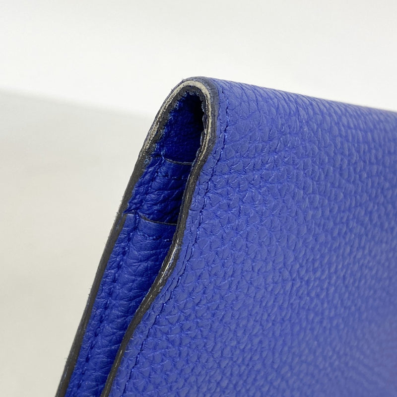 【6fa0821】エルメス 長財布 ドゴンGM トゴ ブルーエレクトリック シルバー金具 T刻印【中古】メンズ レディース ユニセックス