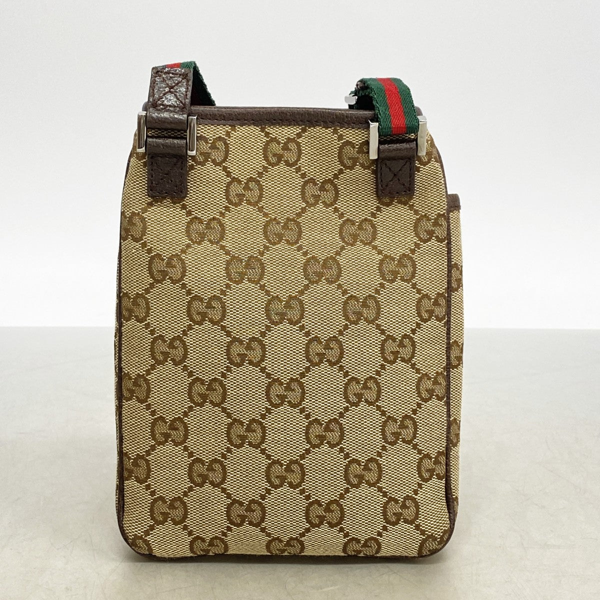 【6fa0823】グッチ ショルダーバッグ GGキャンバス/シェリーライン 141863 キャンバス ブラウン シルバー金具【中古】レディース