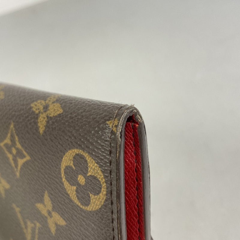 【6fa0832】ルイヴィトン 長財布 モノグラム ポルトフォイユエミリー M60136 ルージュ【中古】レディース