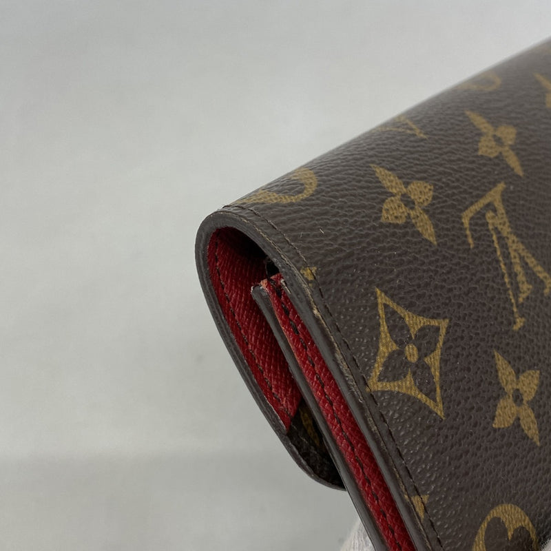 【6fa0832】ルイヴィトン 長財布 モノグラム ポルトフォイユエミリー M60136 ルージュ【中古】レディース