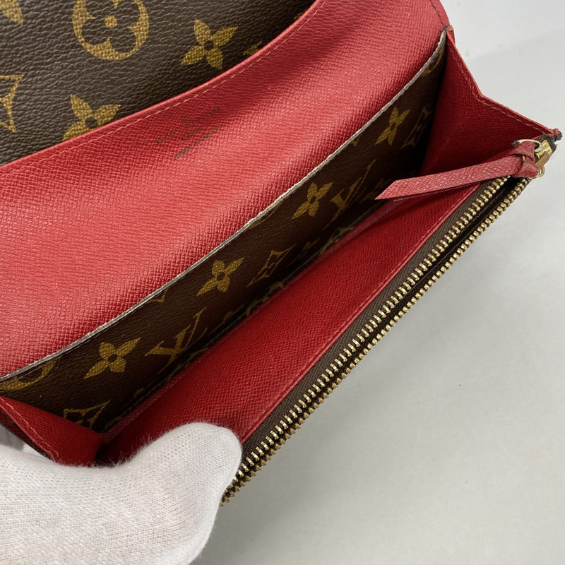 【6fa0832】ルイヴィトン 長財布 モノグラム ポルトフォイユエミリー M60136 ルージュ【中古】レディース