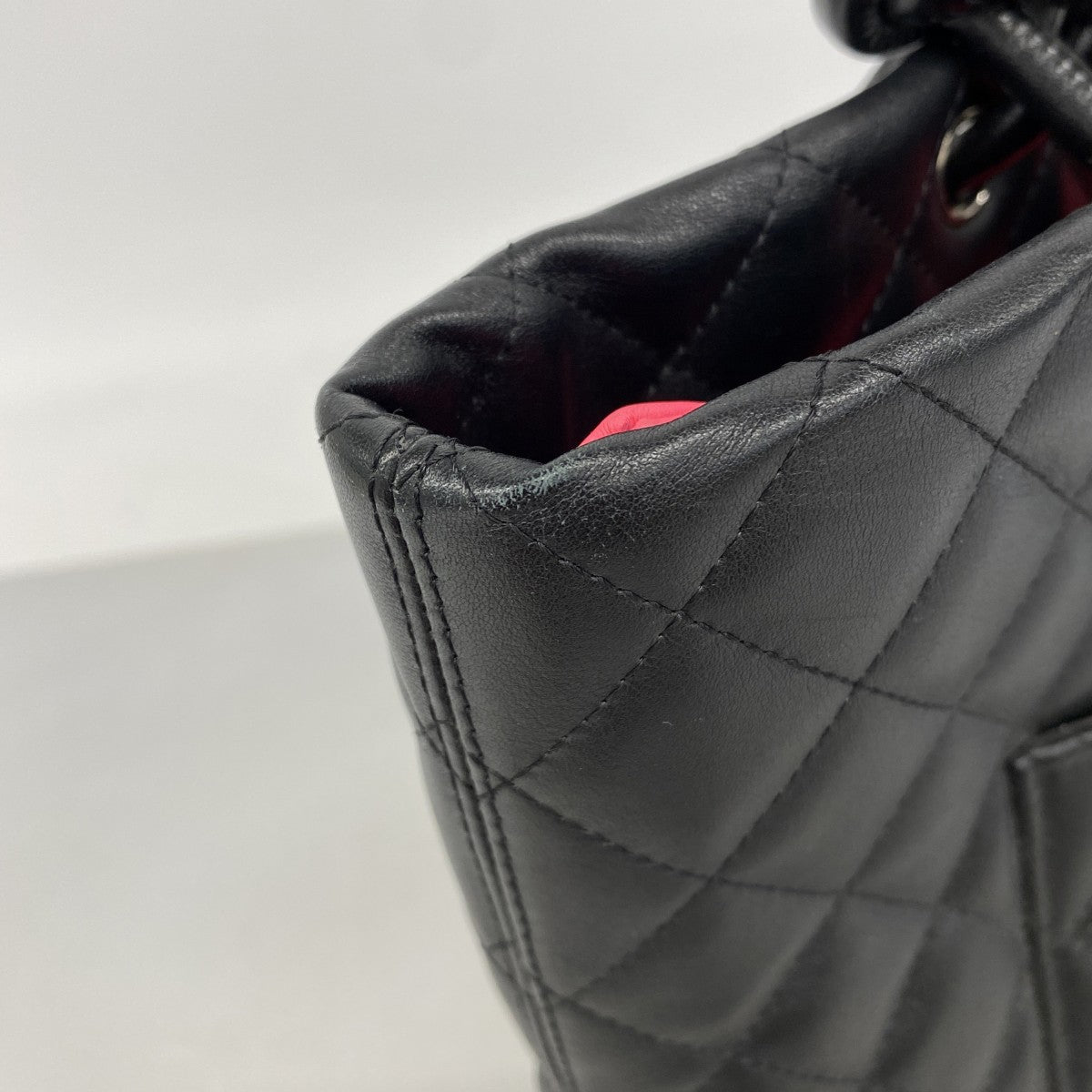 【6fa0852】シャネル トートバッグ カンボン ラムスキン ブラック シルバー金具【中古】レディース