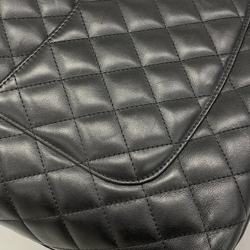 【6fa0852】シャネル トートバッグ カンボン ラムスキン ブラック シルバー金具【中古】レディース