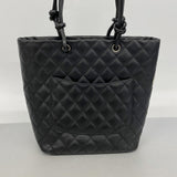 【6fa0852】シャネル トートバッグ カンボン ラムスキン ブラック シルバー金具【中古】レディース