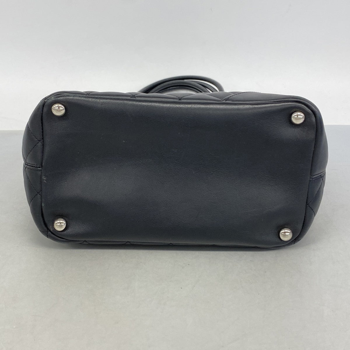 【6fa0852】シャネル トートバッグ カンボン ラムスキン ブラック シルバー金具【中古】レディース
