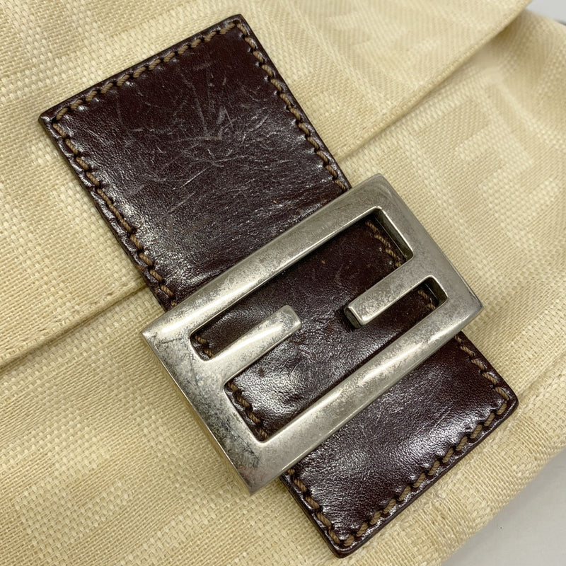【6fa0853】フェンディ ハンドバッグ ズッカ キャンバス ベージュ シルバー金具【中古】レディース