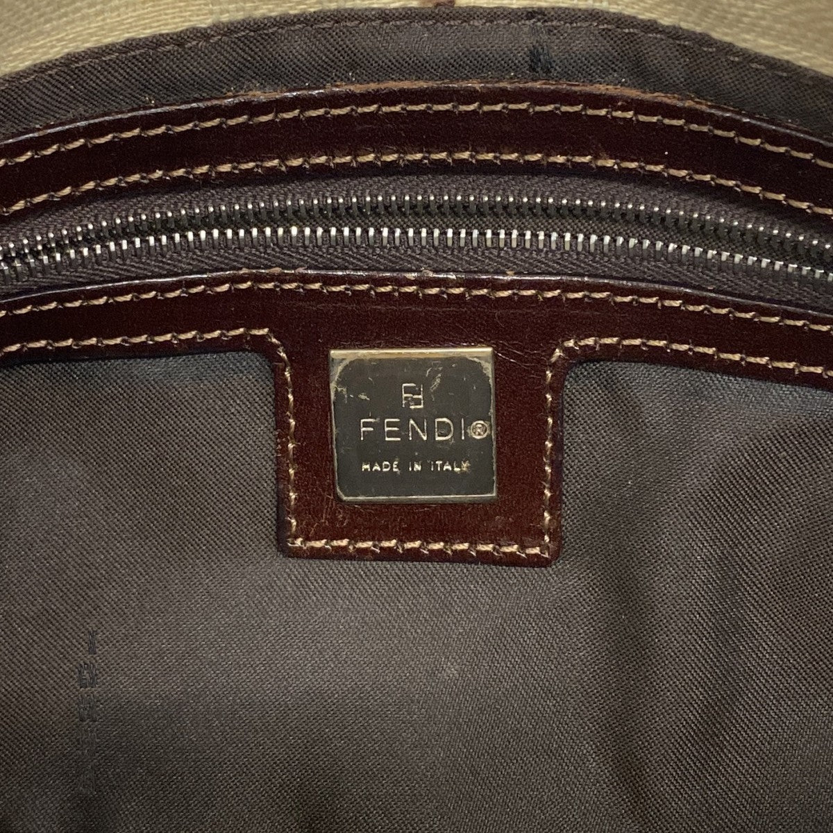 【6fa0853】フェンディ ハンドバッグ ズッカ キャンバス ベージュ シルバー金具【中古】レディース