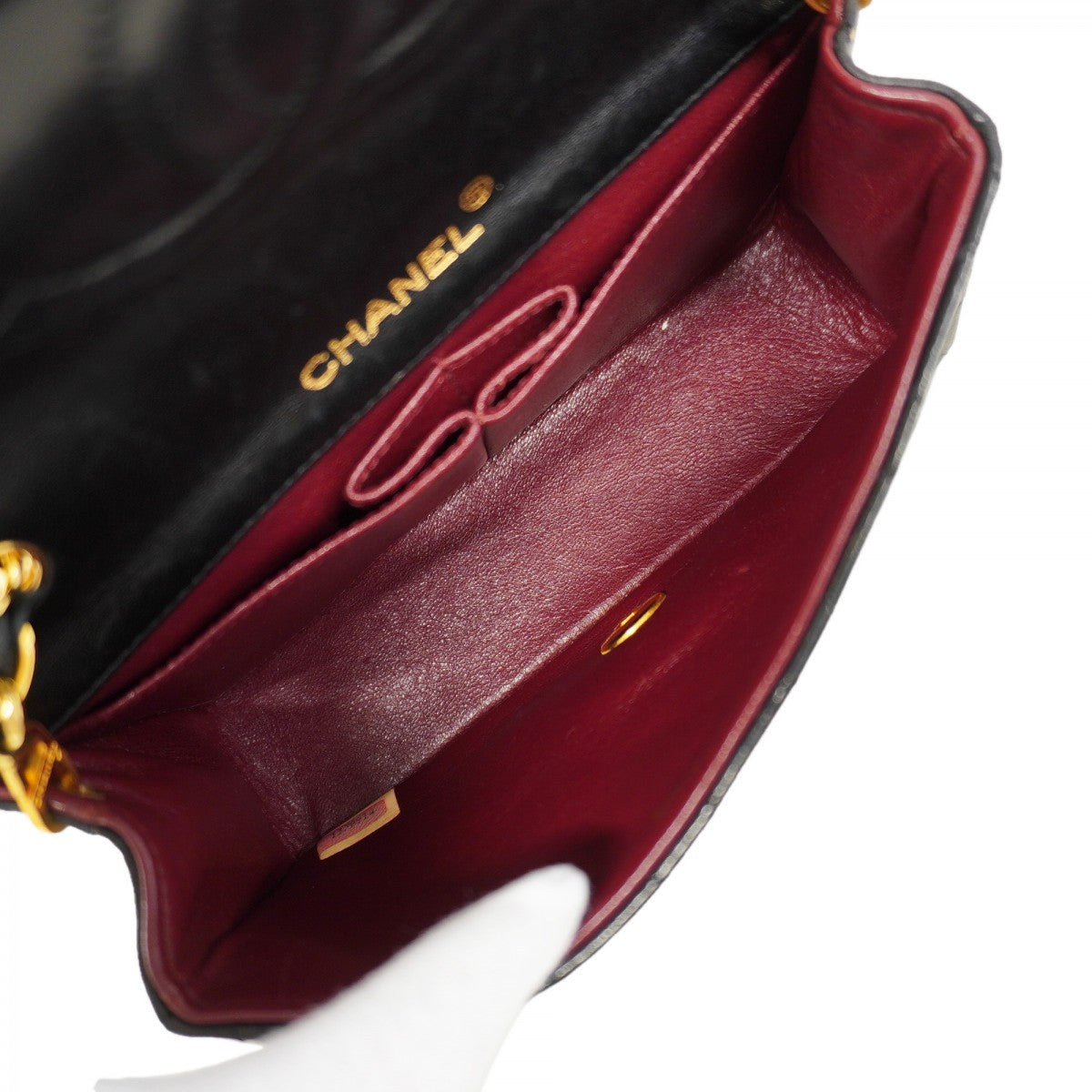 【6fa0876】シャネル ショルダーバッグ ミニマトラッセ チェーンショルダー ラムスキン ブラック ゴールド金具【中古】レディース