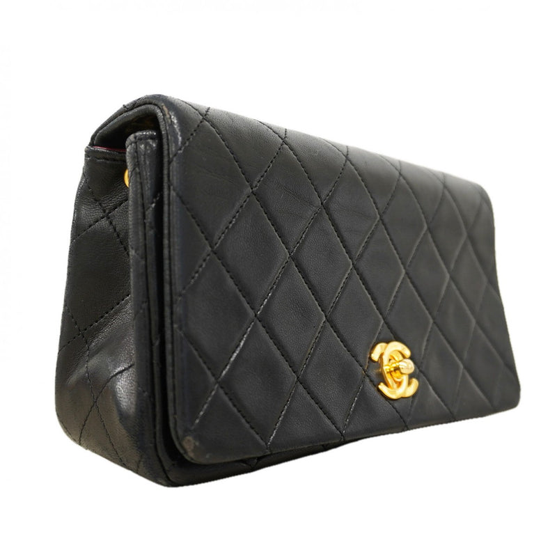 【6fa0876】シャネル ショルダーバッグ ミニマトラッセ チェーンショルダー ラムスキン ブラック ゴールド金具【中古】レディース
