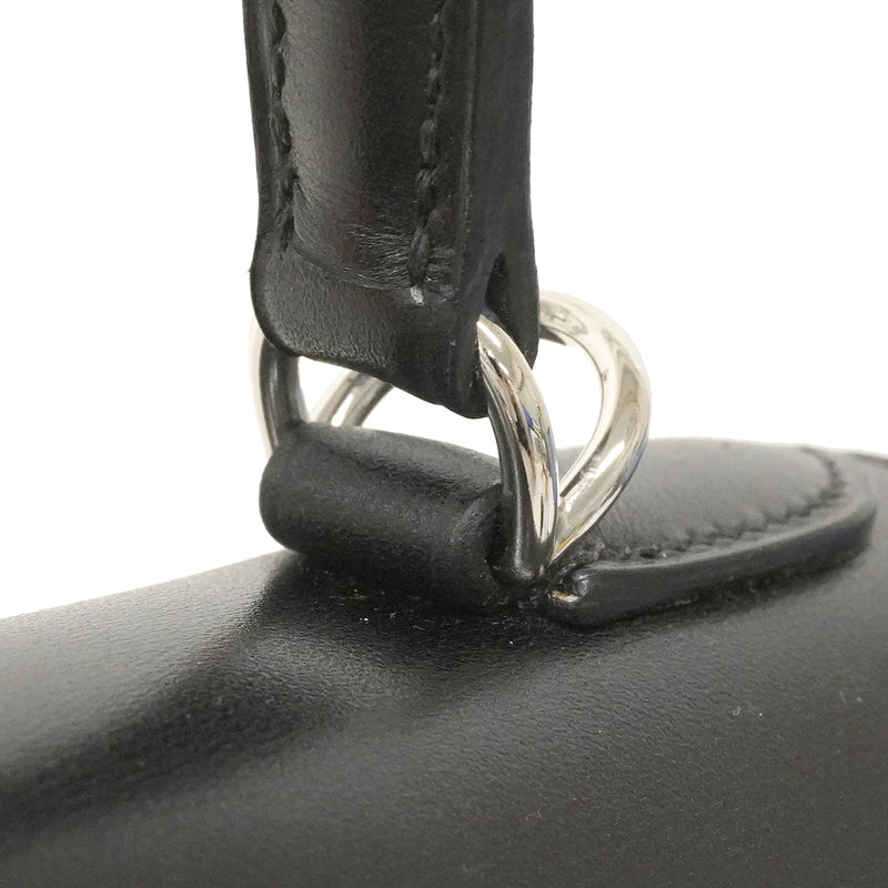 【6fa0891】エルメス ハンドバッグ ケリー28 ボックスカーフ ブラック シルバー金具 □F刻印 2wayバッグ【中古】レディース