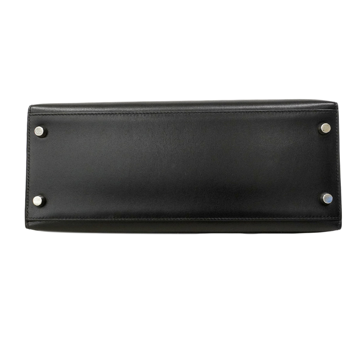 【6fa0891】エルメス ハンドバッグ ケリー28 ボックスカーフ ブラック シルバー金具 □F刻印 2wayバッグ【中古】レディース