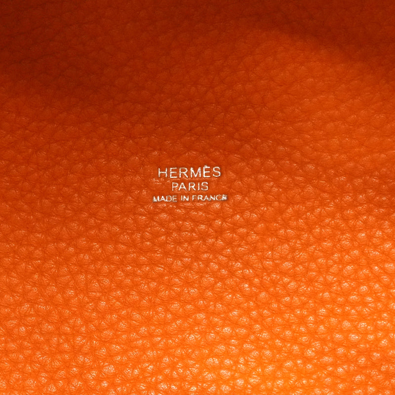 【6fa0892】エルメス ハンドバッグ ピコタンMMカザック トリヨンクレマンス オレンジ パルシュマン シルバー金具 □M刻印【中古】レディース