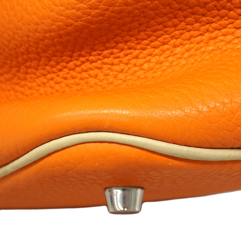 【6fa0892】エルメス ハンドバッグ ピコタンMMカザック トリヨンクレマンス オレンジ パルシュマン シルバー金具 □M刻印【中古】レディース