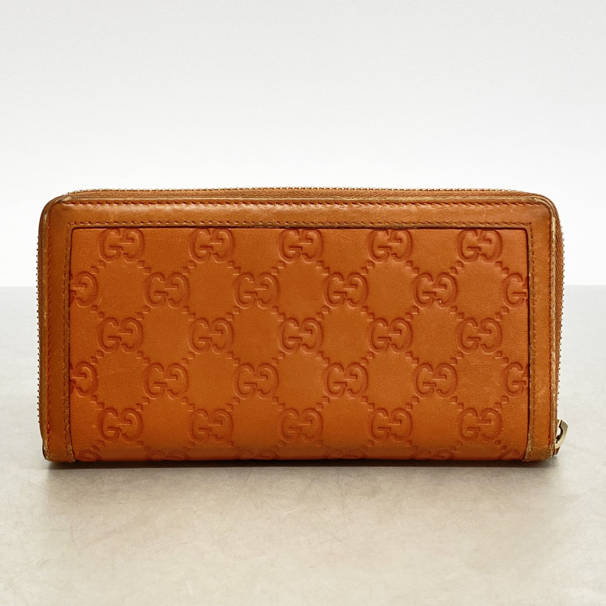 【6fa0896】グッチ 長財布 グッチシマ 291132 レザー オレンジ シャンパンゴールド金具【中古】レディース