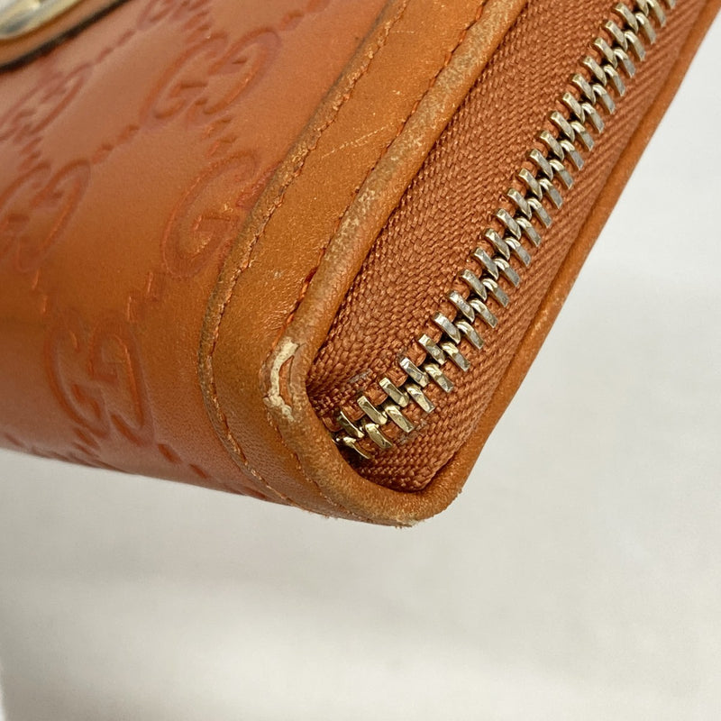 【6fa0896】グッチ 長財布 グッチシマ 291132 レザー オレンジ シャンパンゴールド金具【中古】レディース