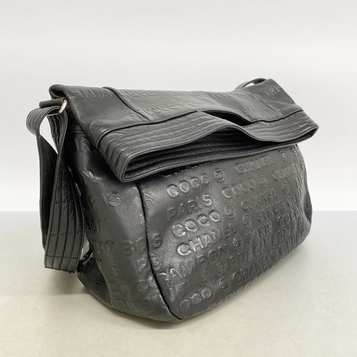 【6fa0907】シャネル ショルダーバッグ アンリミテッド レザー ブラック シルバー金具【中古】レディース