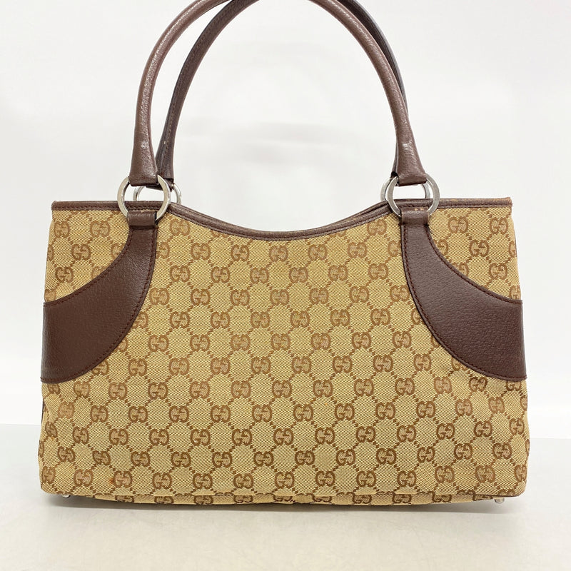 【6fa0916】グッチ ハンドバッグ GGキャンバス 113015 キャンバス ブラウン シルバー金具【中古】レディース