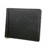 【6fa0917】グッチ マネークリップ GGエンボス 676656 レザー ブラック シルバー金具【中古】メンズ