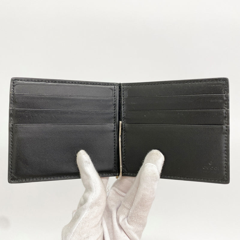【6fa0917】グッチ マネークリップ GGエンボス 676656 レザー ブラック シルバー金具【中古】メンズ