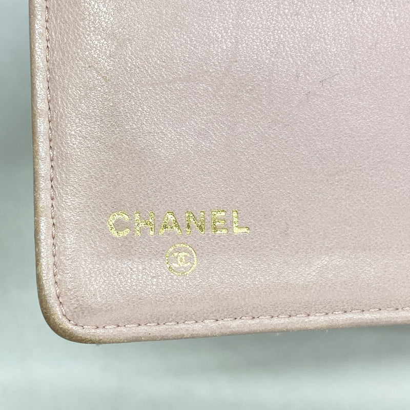 【6fa0918】シャネル 長財布 ワイルドステッチ ラムスキン ピンク シャンパンゴールド金具【中古】レディース