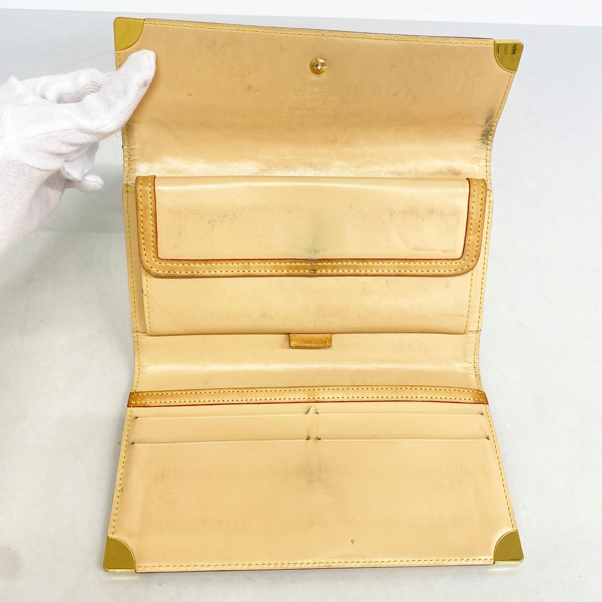 【6fa0919】ルイヴィトン 三つ折り長財布 モノグラム・マルチカラー ポルトトレゾール インターナショナル M92659 ブロン【中古】レディース