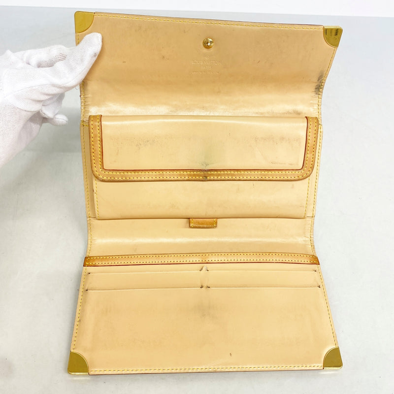 【6fa0919】ルイヴィトン 三つ折り長財布 モノグラム・マルチカラー ポルトトレゾール インターナショナル M92659 ブロン【中古】レディース