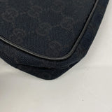 【6fa0932】グッチ ハンドバッグ GGキャンバス 154432 キャンバス ブラック ネイビー シャンパンゴールド金具【中古】レディース