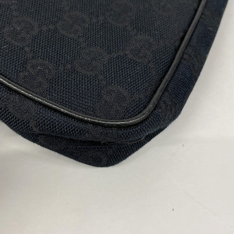 【6fa0932】グッチ ハンドバッグ GGキャンバス 154432 キャンバス ブラック ネイビー シャンパンゴールド金具【中古】レディース