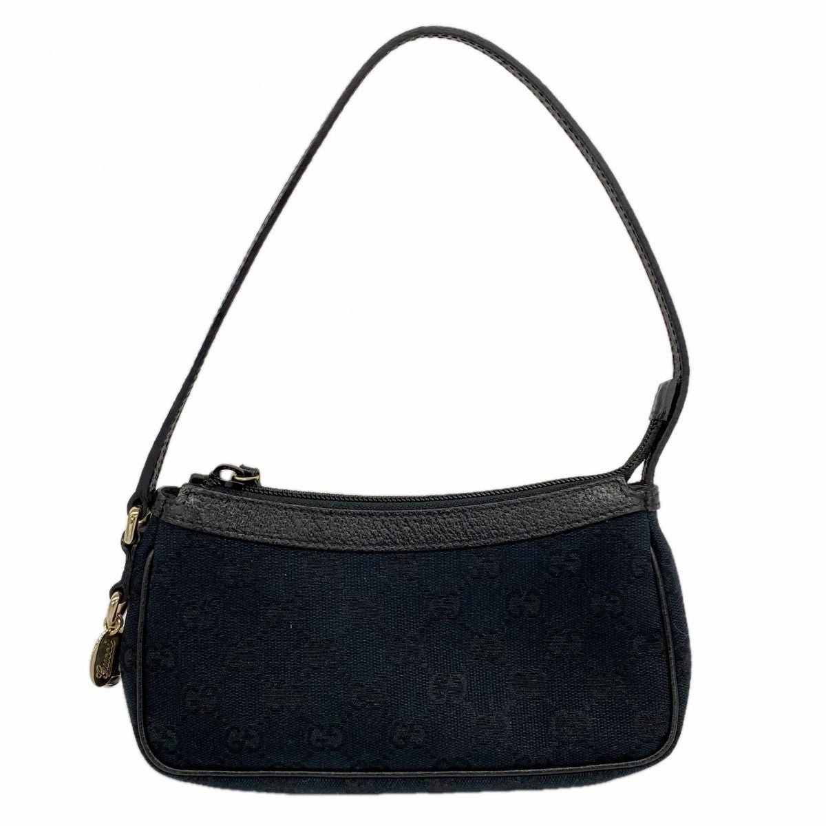 【6fa0932】グッチ ハンドバッグ GGキャンバス 154432 キャンバス ブラック ネイビー シャンパンゴールド金具【中古】レディース