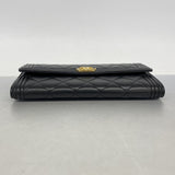 【6fa0933】シャネル 長財布 ボーイシャネル ラムスキン ブラック ゴールド金具【中古】レディース