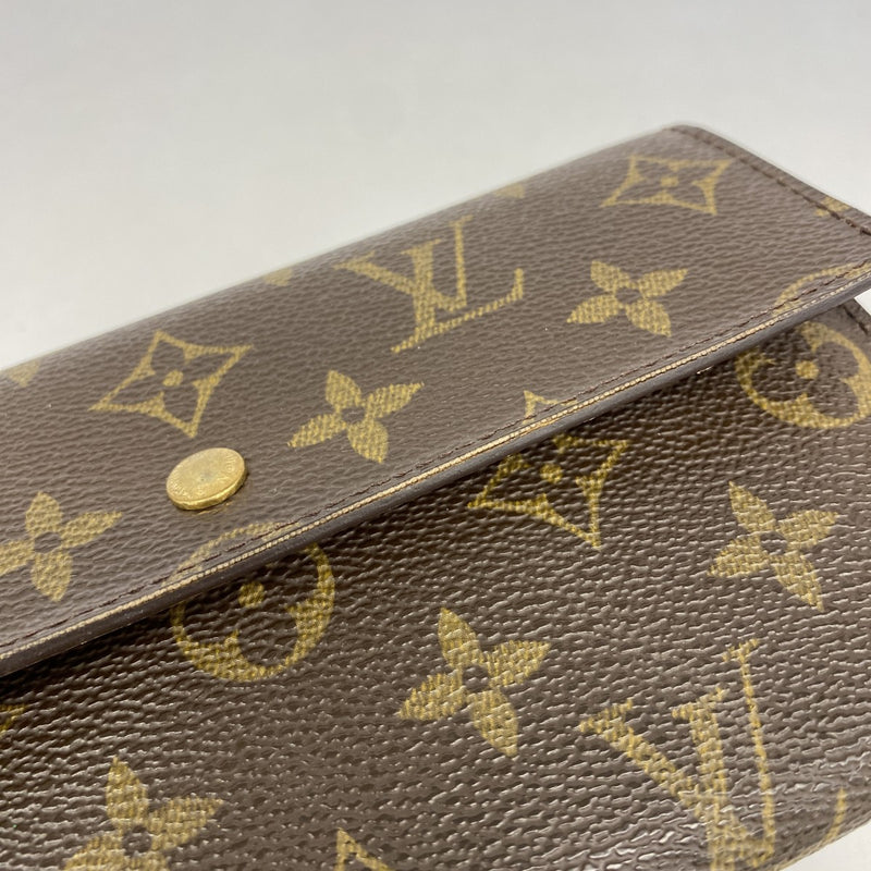 【6fa0934】ルイヴィトン 三つ折り財布 モノグラム ポルトトレゾールインターナショナル M61215 ブラウン【中古】メンズ レディース ユニセックス