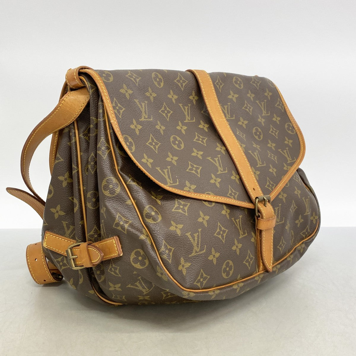 【6fa0942】ルイヴィトン ショルダーバッグ モノグラム ソミュール35 M42254 ブラウン【中古】レディース