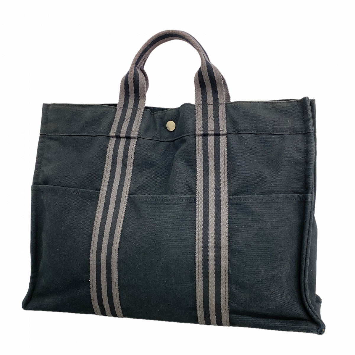 【6fa0945】エルメス トートバッグ フールトゥMM キャンバス ブラック シルバー金具【中古】メンズ レディース ユニセックス