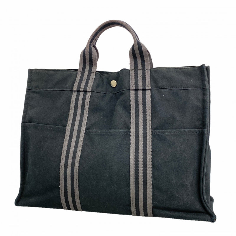 【6fa0945】エルメス トートバッグ フールトゥMM キャンバス ブラック シルバー金具【中古】メンズ レディース ユニセックス