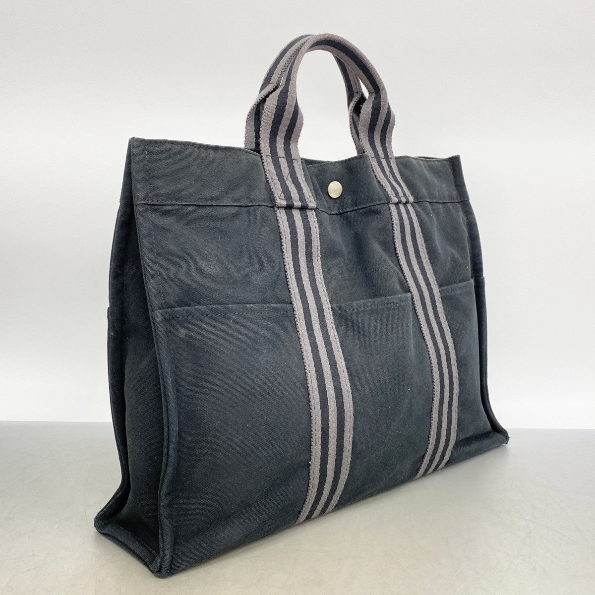 【6fa0945】エルメス トートバッグ フールトゥMM キャンバス ブラック シルバー金具【中古】メンズ レディース ユニセックス