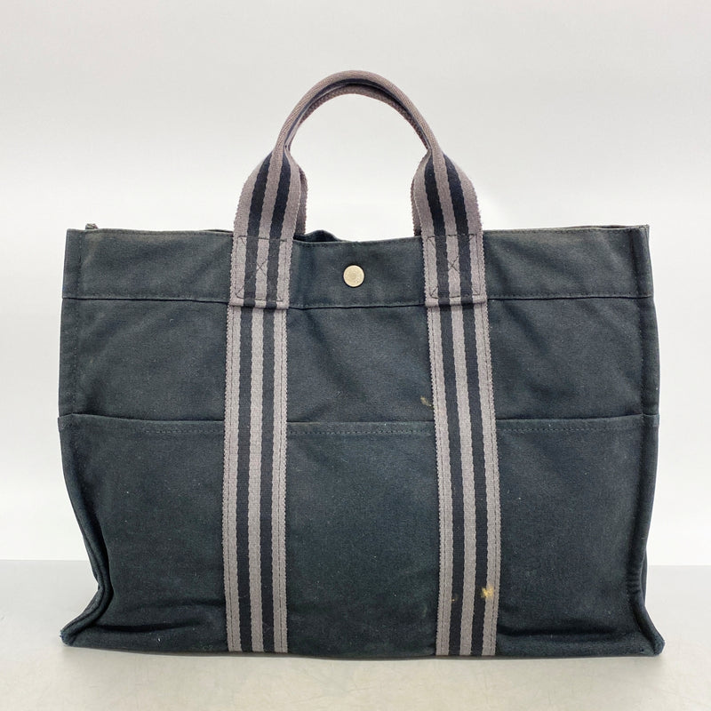【6fa0945】エルメス トートバッグ フールトゥMM キャンバス ブラック シルバー金具【中古】メンズ レディース ユニセックス