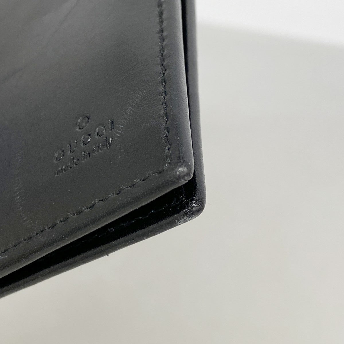 【6fa0952】グッチ 長札入れ シェリーライン 131929 レザー ブラック シルバー金具【中古】メンズ