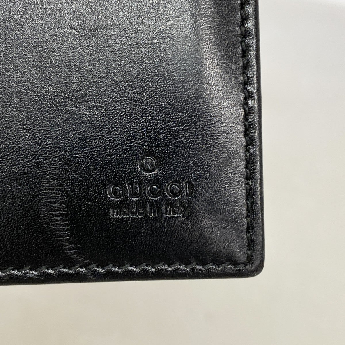 【6fa0952】グッチ 長札入れ シェリーライン 131929 レザー ブラック シルバー金具【中古】メンズ