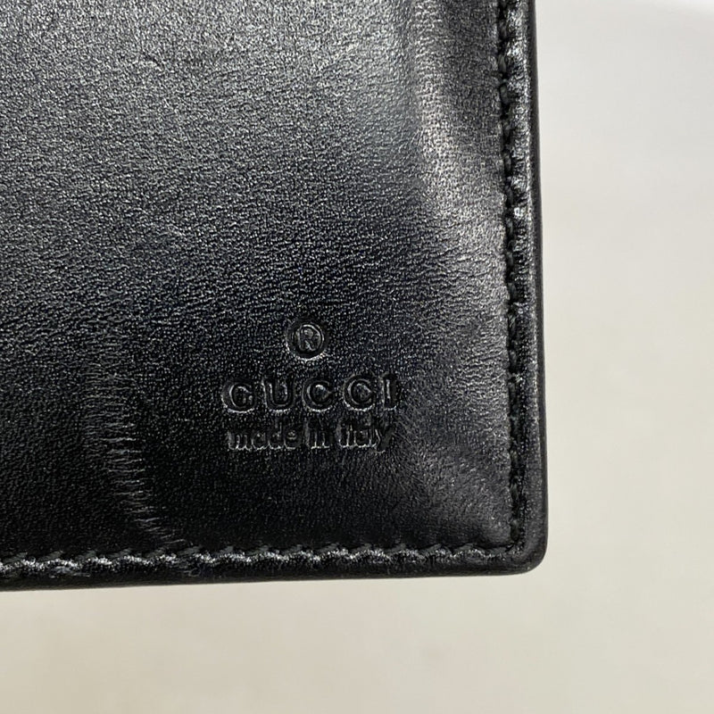 【6fa0952】グッチ 長札入れ シェリーライン 131929 レザー ブラック シルバー金具【中古】メンズ