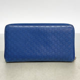 【6fa0953】グッチ 長財布 マイクログッチシマ 233194 レザー ブルー シルバー金具【中古】メンズ レディース ユニセックス