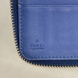 【6fa0953】グッチ 長財布 マイクログッチシマ 233194 レザー ブルー シルバー金具【中古】メンズ レディース ユニセックス