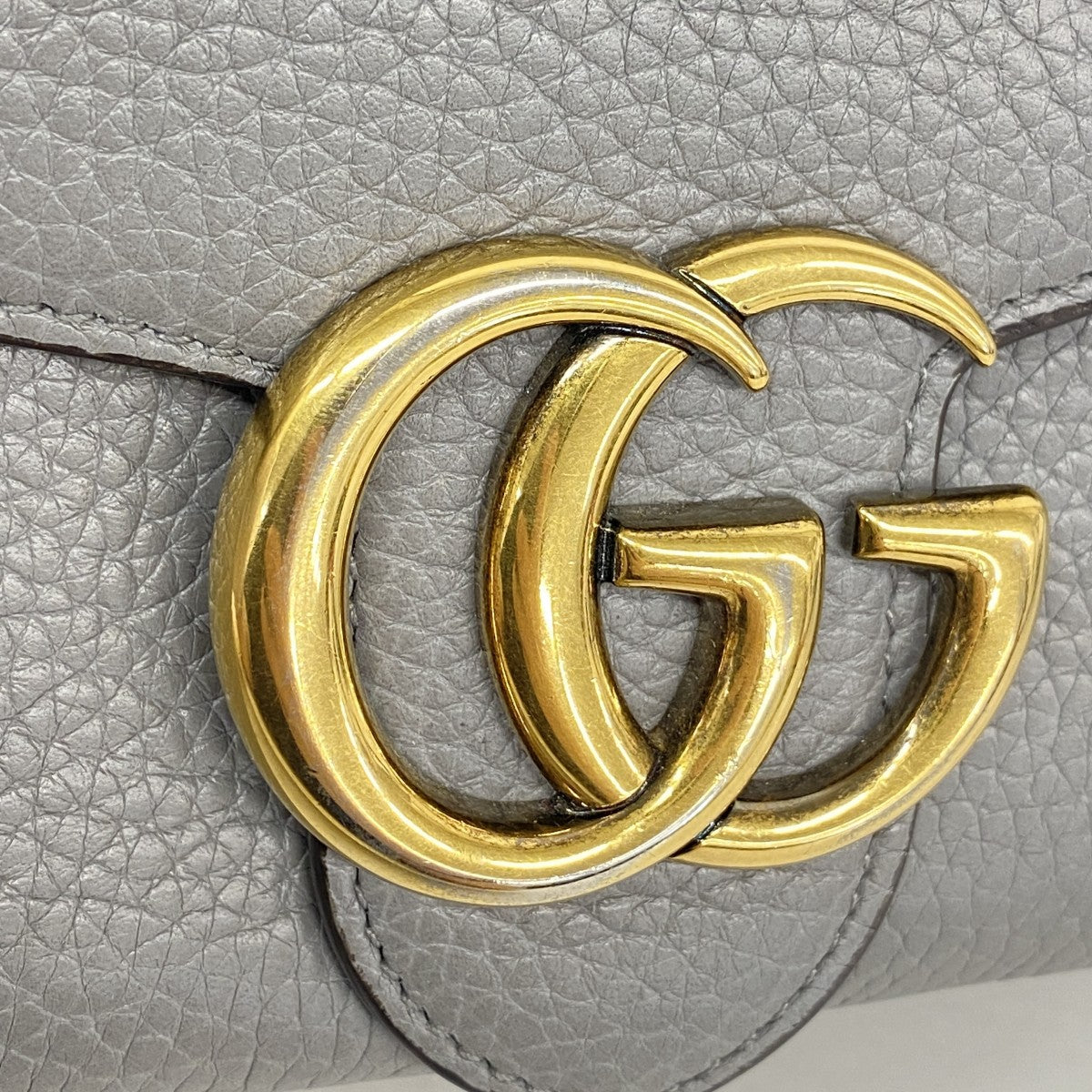 【6fa0964】グッチ 長財布 GGマーモント 400586 レザー グレー ゴールド金具【中古】レディース