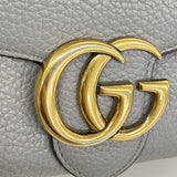 【6fa0964】グッチ 長財布 GGマーモント 400586 レザー グレー ゴールド金具【中古】レディース
