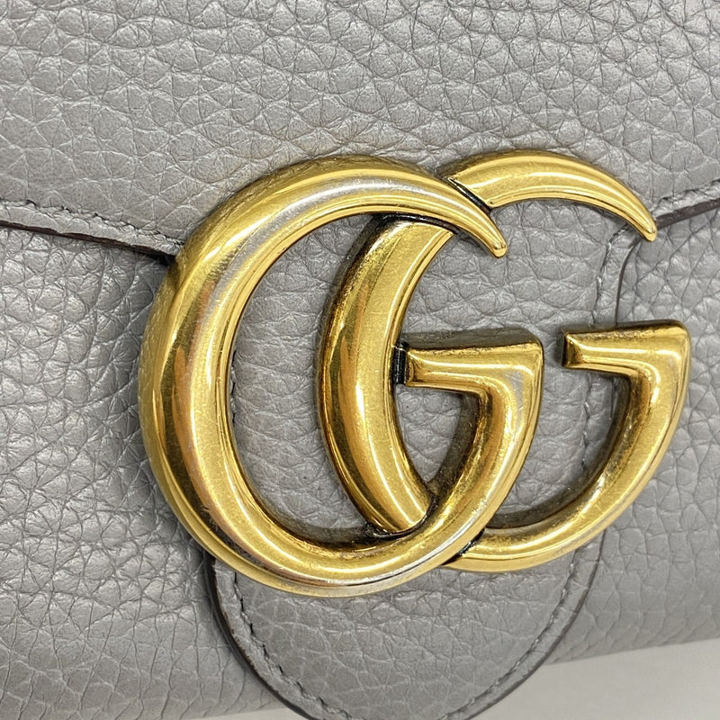 【6fa0964】グッチ 長財布 GGマーモント 400586 レザー グレー ゴールド金具【中古】レディース