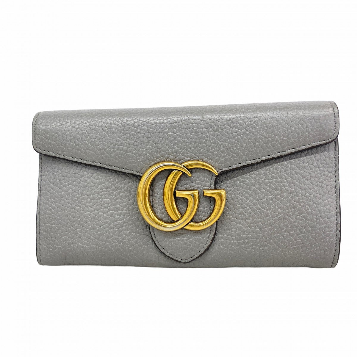 【6fa0964】グッチ 長財布 GGマーモント 400586 レザー グレー ゴールド金具【中古】レディース