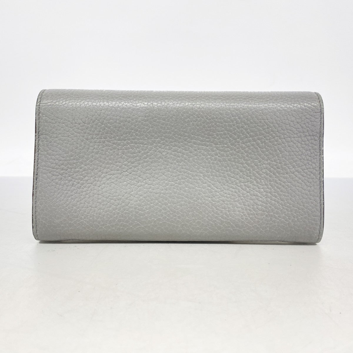 【6fa0964】グッチ 長財布 GGマーモント 400586 レザー グレー ゴールド金具【中古】レディース