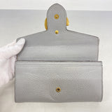 【6fa0964】グッチ 長財布 GGマーモント 400586 レザー グレー ゴールド金具【中古】レディース