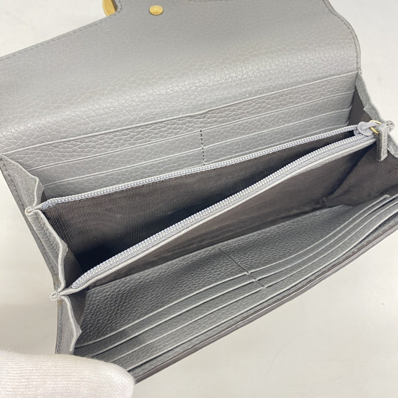【6fa0964】グッチ 長財布 GGマーモント 400586 レザー グレー ゴールド金具【中古】レディース
