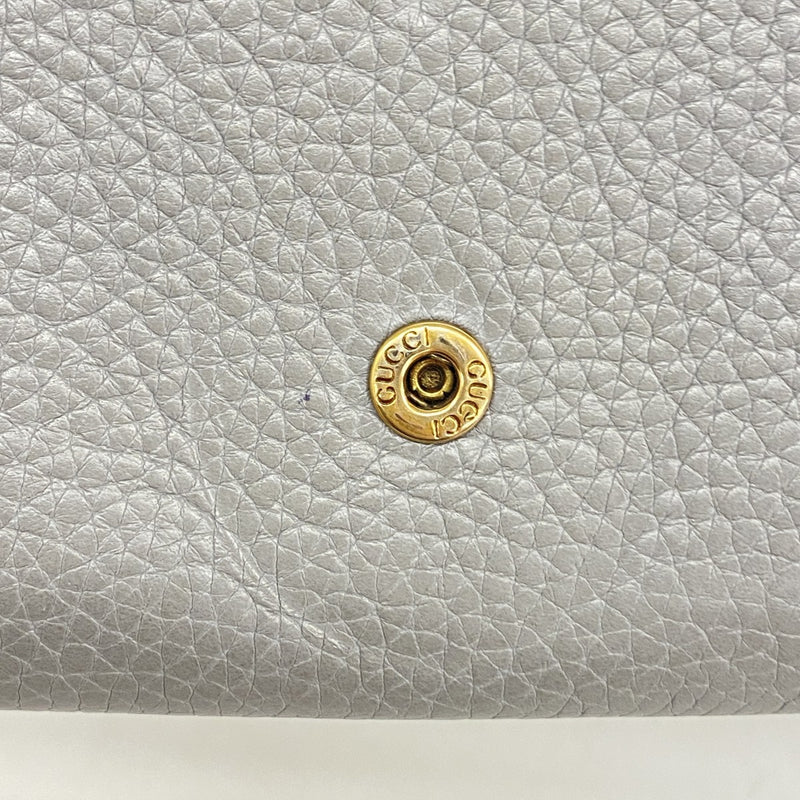 【6fa0964】グッチ 長財布 GGマーモント 400586 レザー グレー ゴールド金具【中古】レディース
