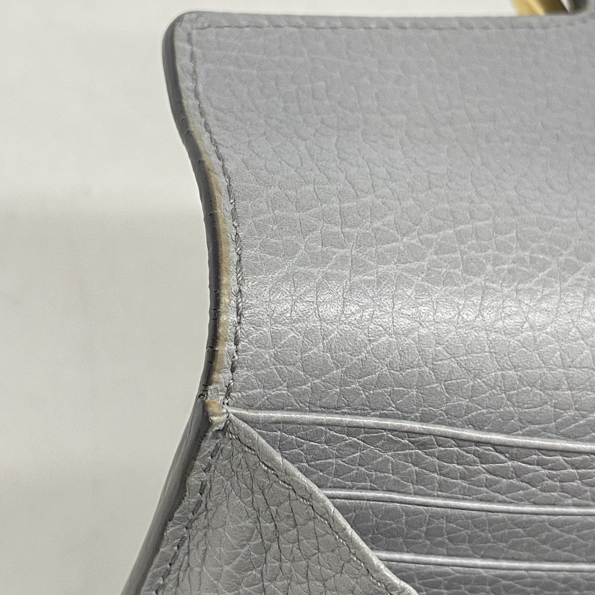 【6fa0964】グッチ 長財布 GGマーモント 400586 レザー グレー ゴールド金具【中古】レディース